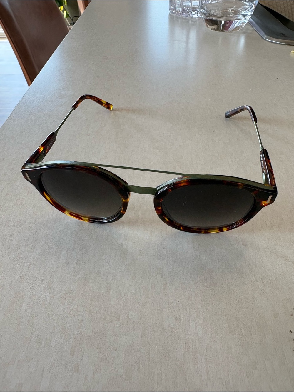 Round Tortoiseshell Sunglasses with Double Bridge